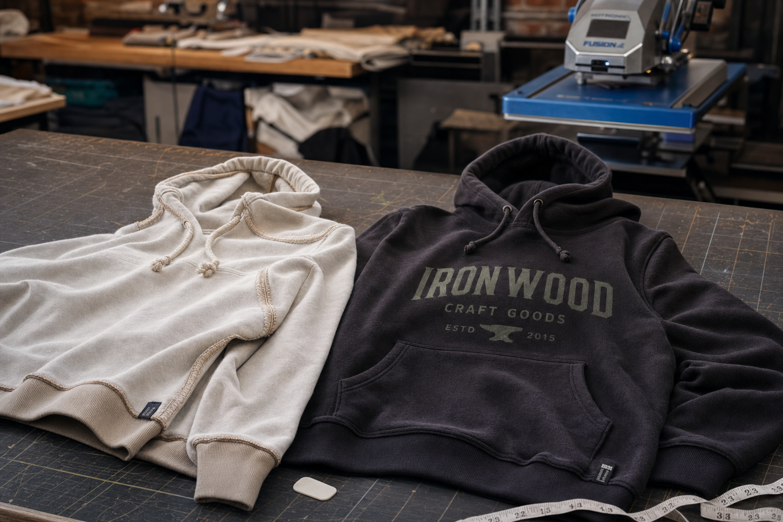 Professionele hoodie met subtiele printplaatsing